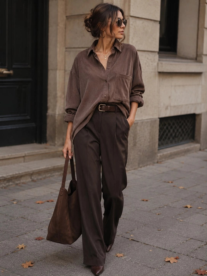 Brown Oversized Corduroy Shirt