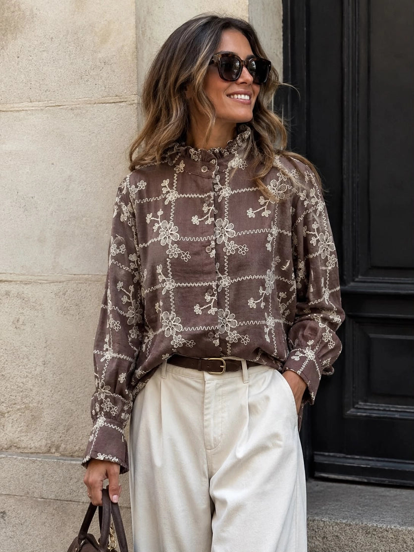 Brown Elowen Embroidered Blouse