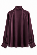 Plum Ellie Satin Tie Blouse