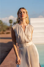 Cream Aria Satin Tie Top