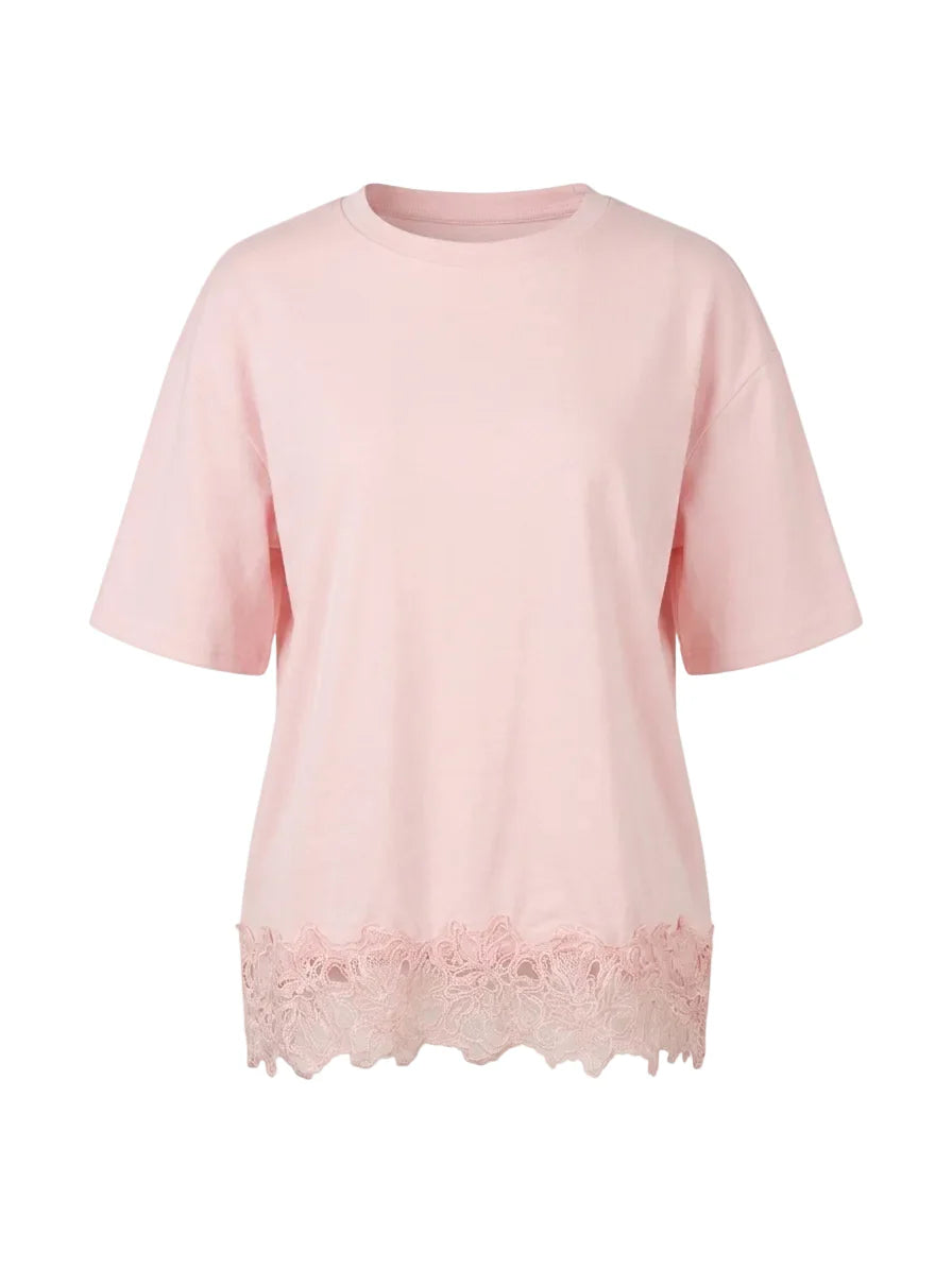 Pink Lace Trim Tee