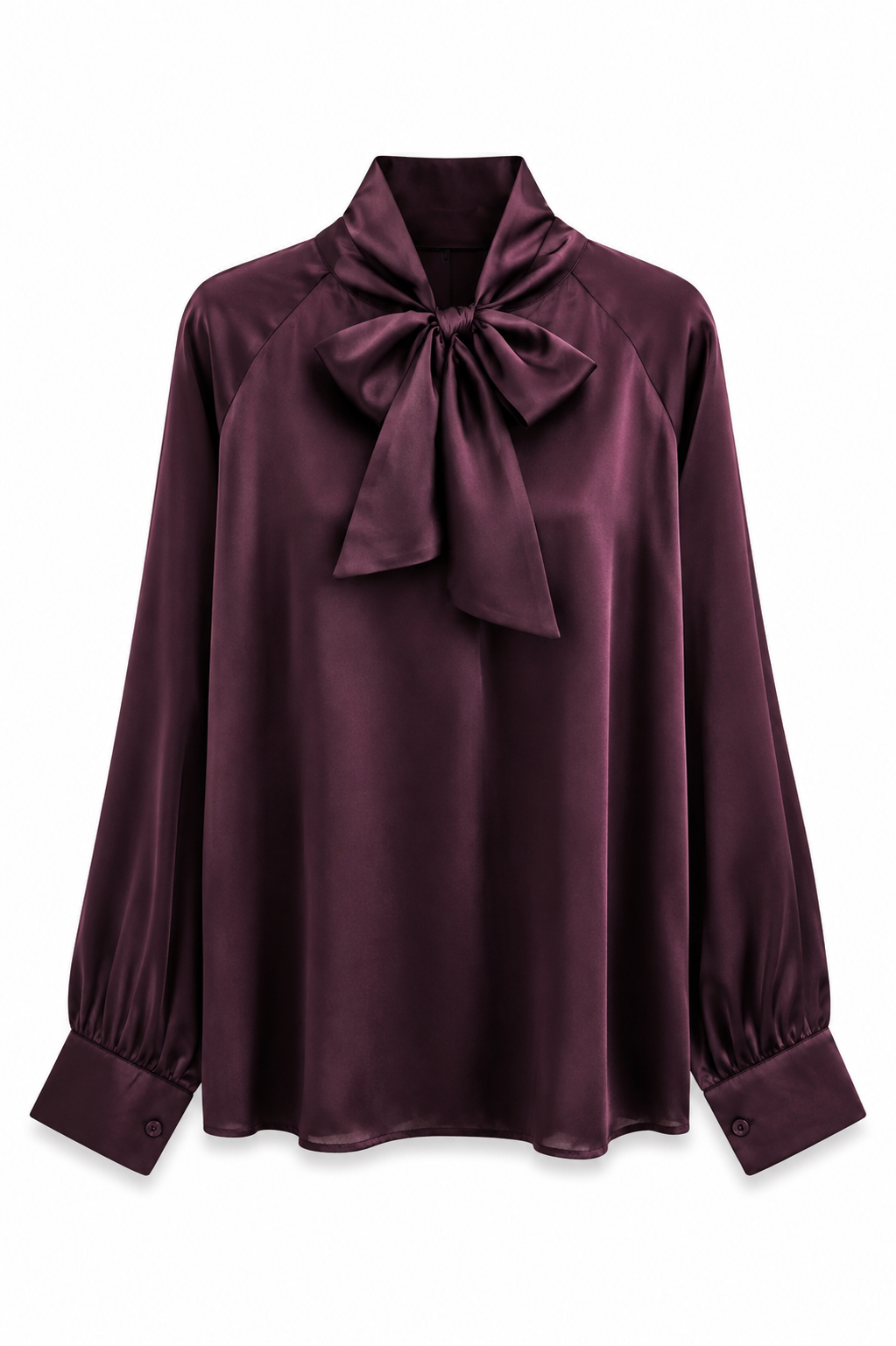 Plum Ellie Satin Tie Blouse