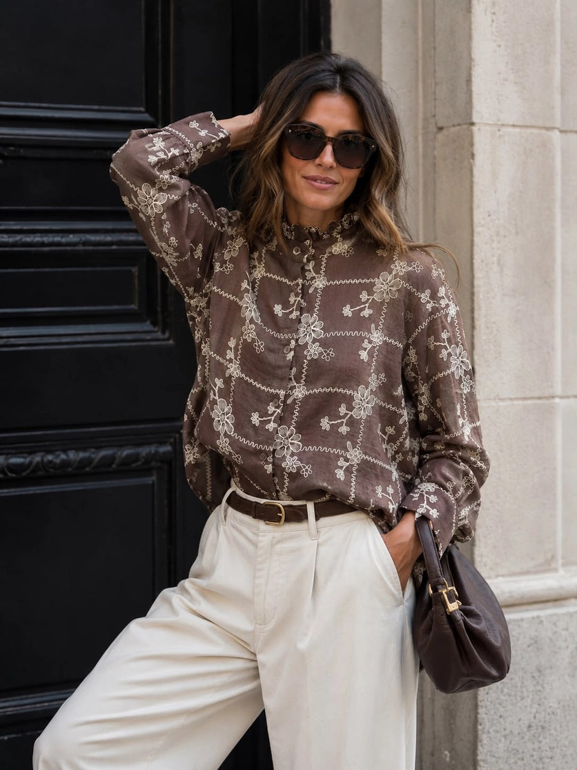 Brown Elowen Embroidered Blouse