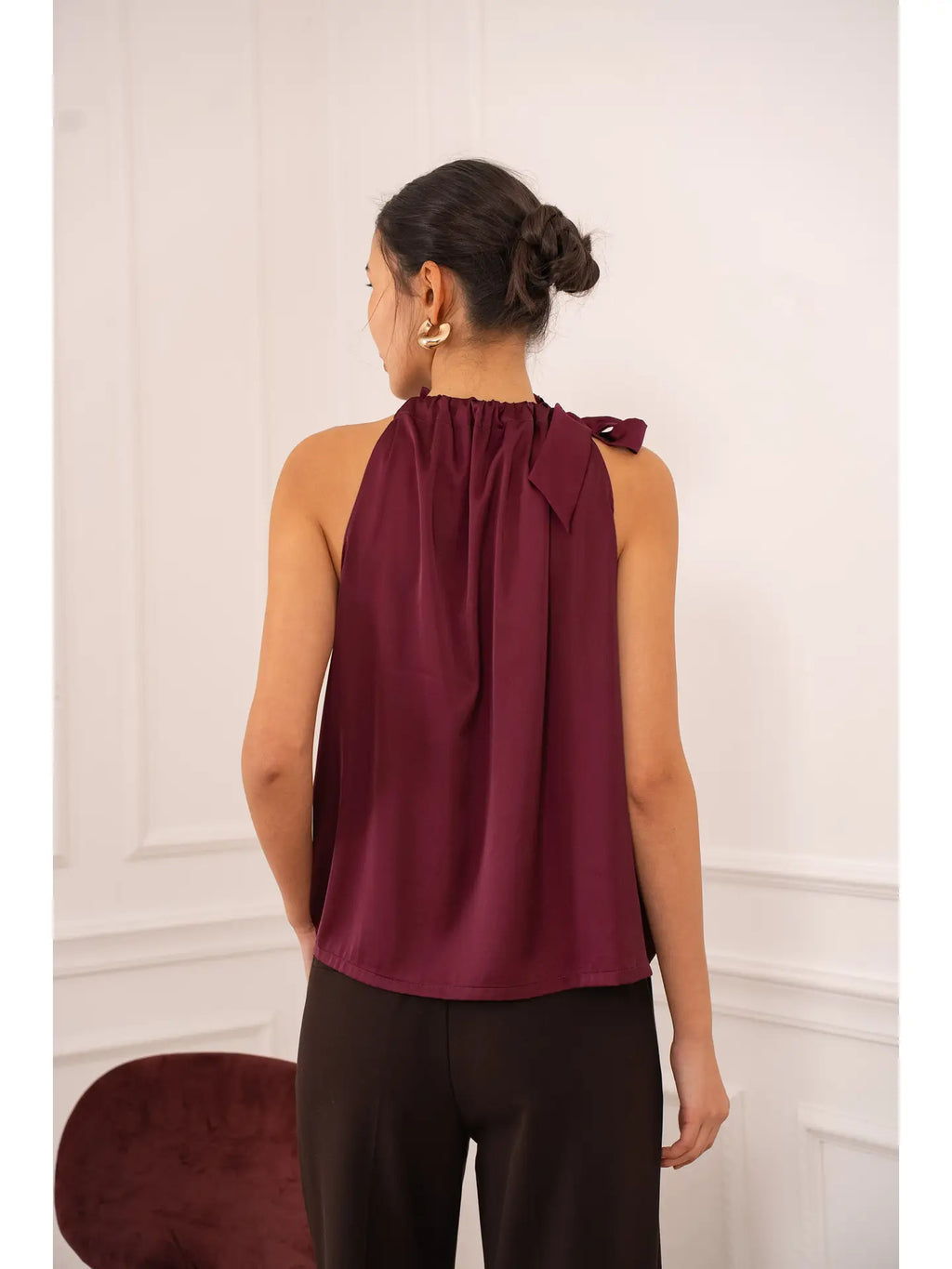 Bordeaux Elizabeth Satin Top