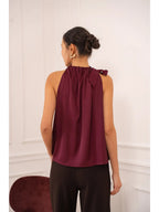 Bordeaux Elizabeth Satin Top
