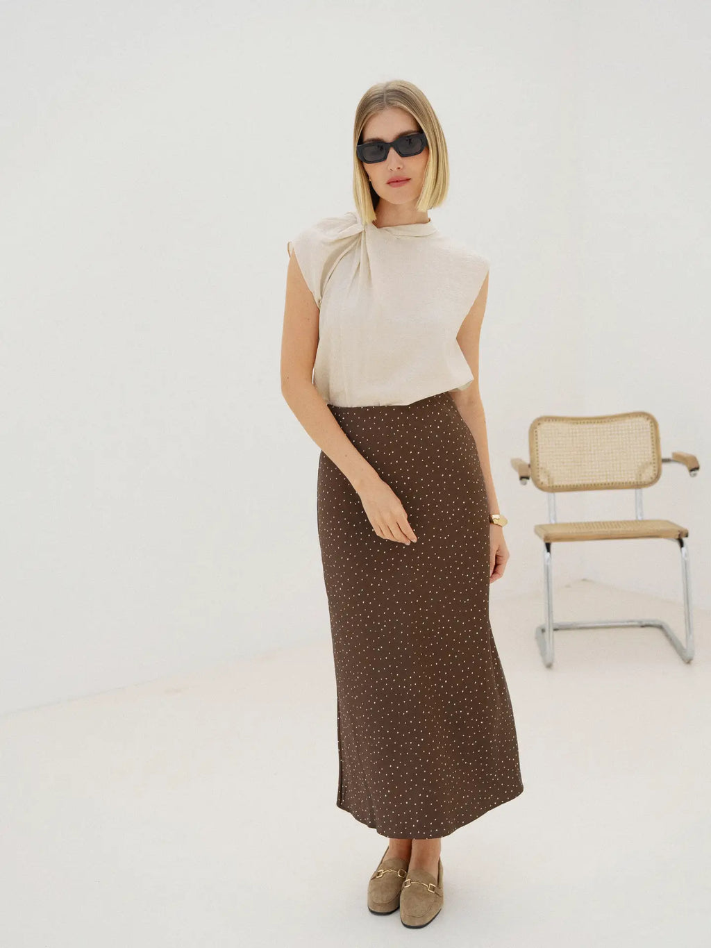 Ecru Knotted Sleeveless Top