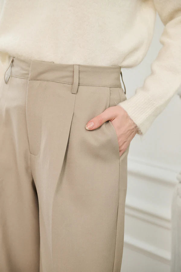 Ecru Wide Leg Trousers