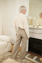 Ecru Wide Leg Trousers