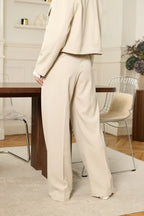 Ecru Wide Leg Trousers
