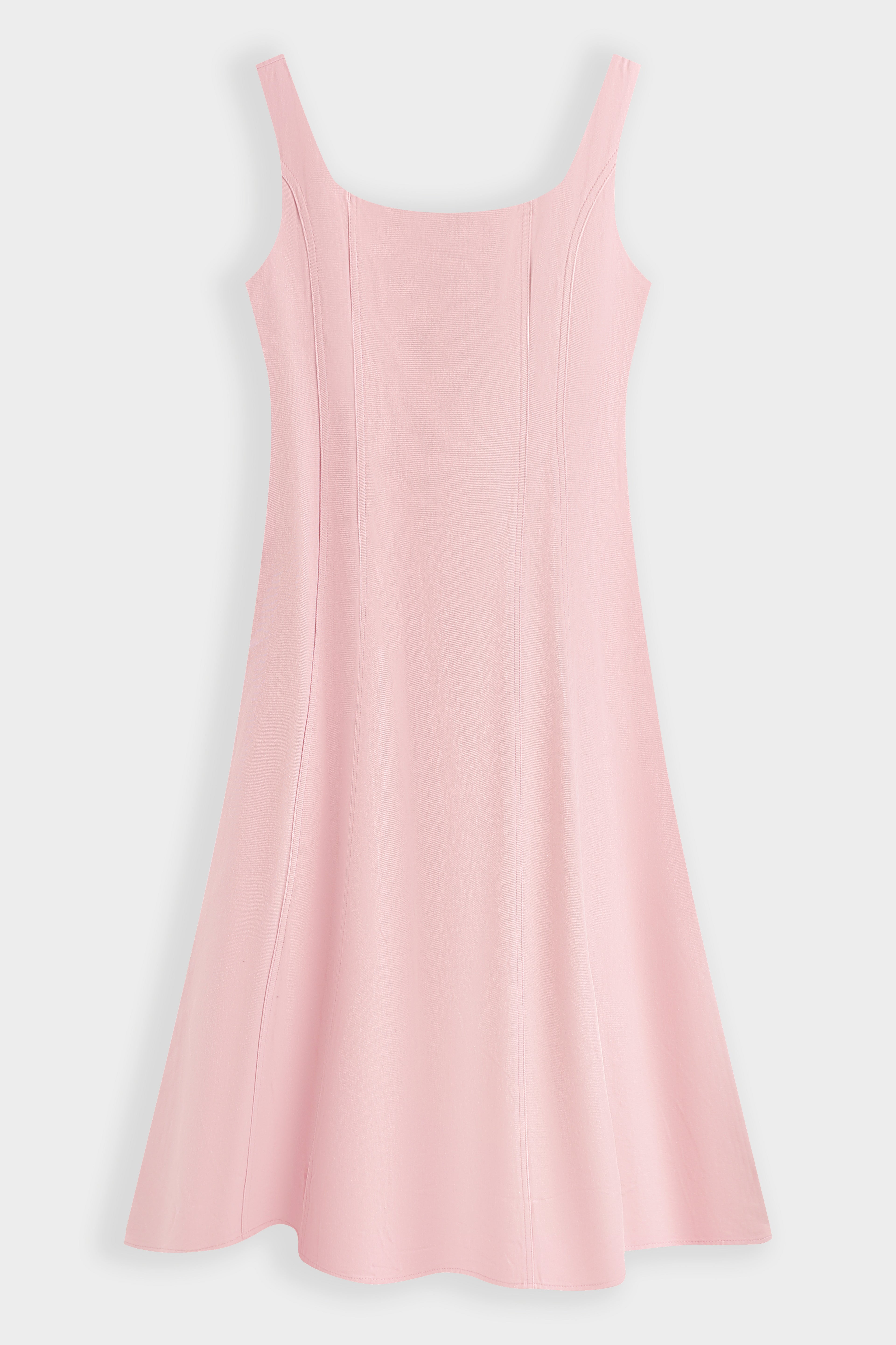 Pink Denim Flared Dress