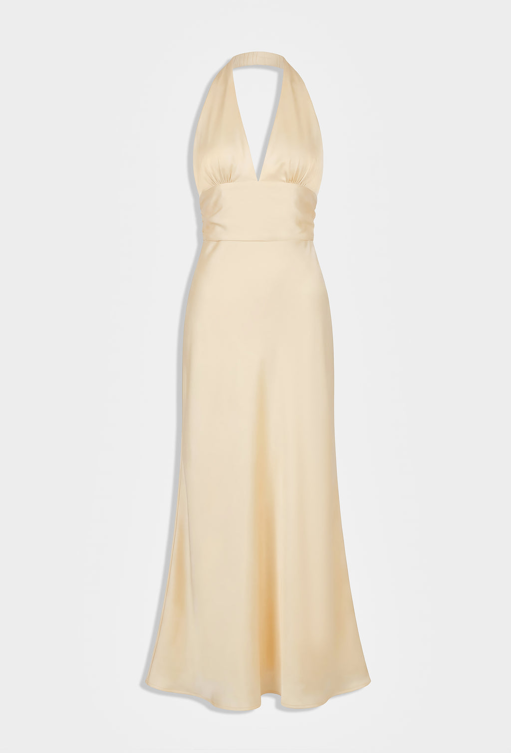 Yellow Satin Halter Neck Dress