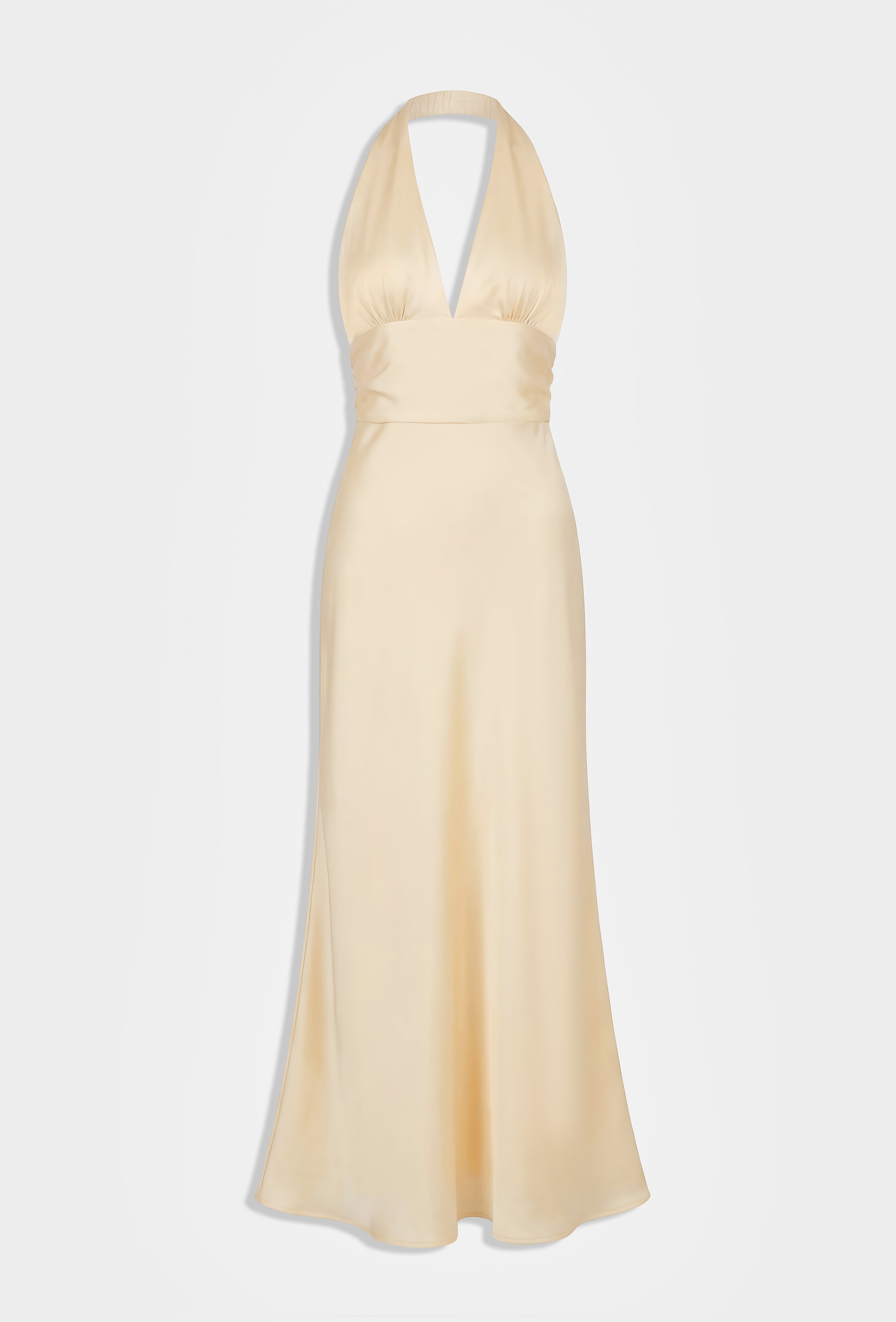 Yellow Satin Halter Neck Dress