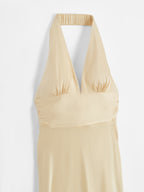 Yellow Satin Halter Neck Dress