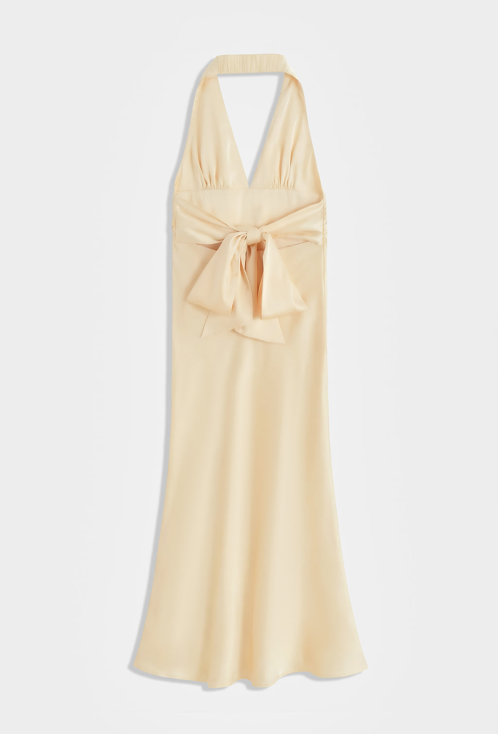 Yellow Satin Halter Neck Dress