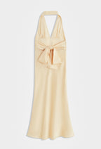 Yellow Satin Halter Neck Dress