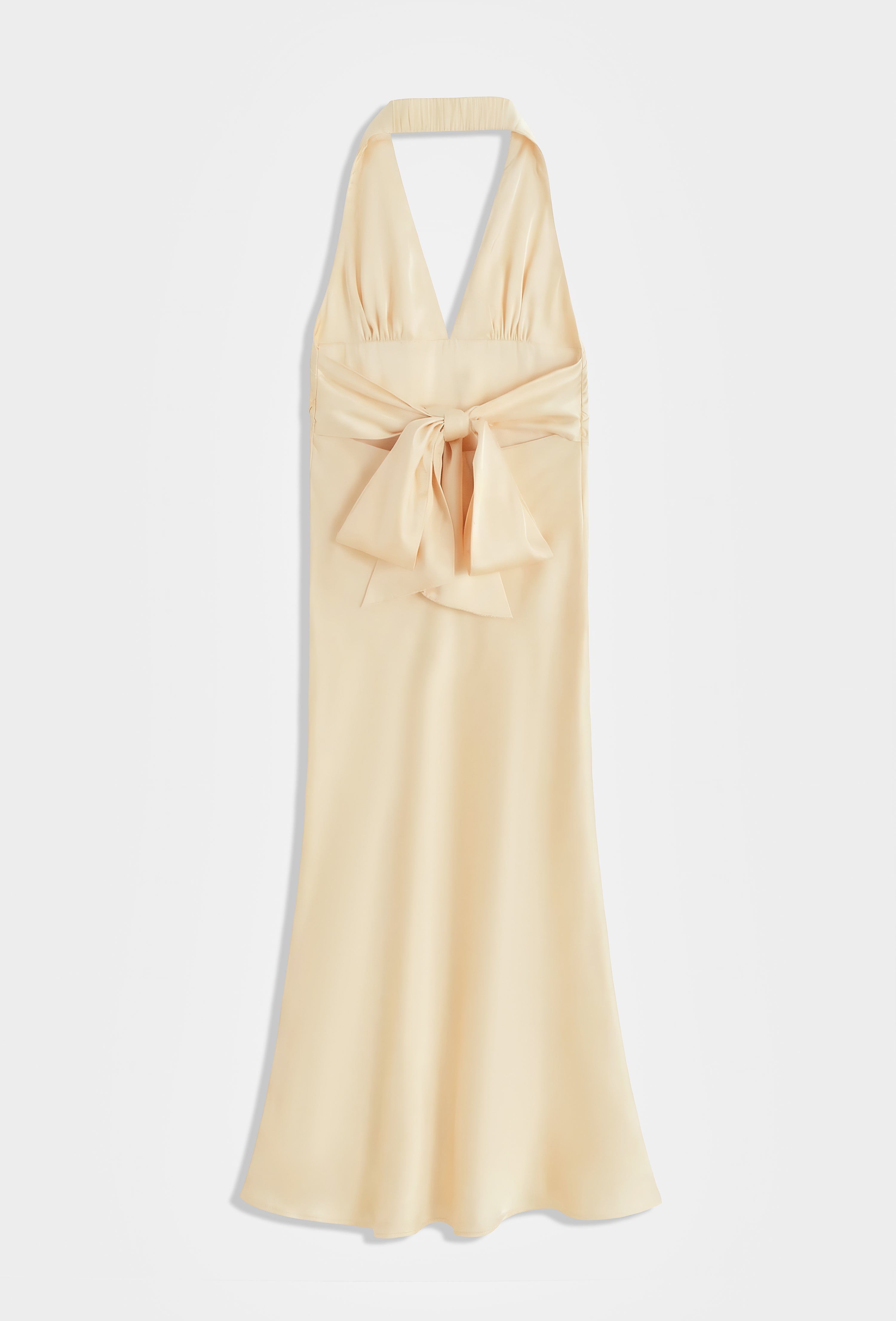 Yellow Satin Halter Neck Dress