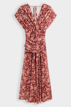 Burgundy Ruched Floral Dress