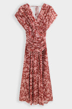 Burgundy Ruched Floral Dress