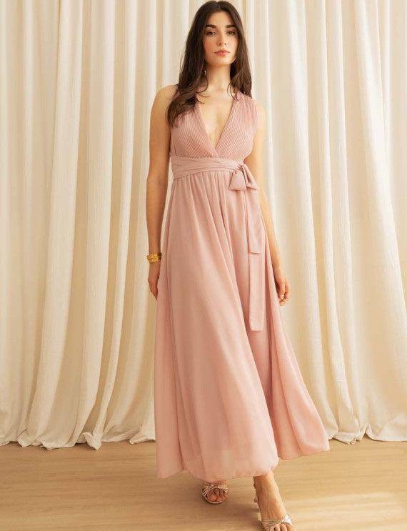 Blush Pink Wrap Maxi Dress