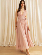 Blush Pink Wrap Maxi Dress