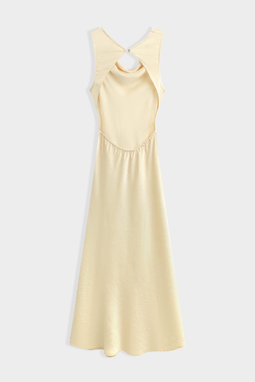 Yellow Satin Cowl Neck Dress