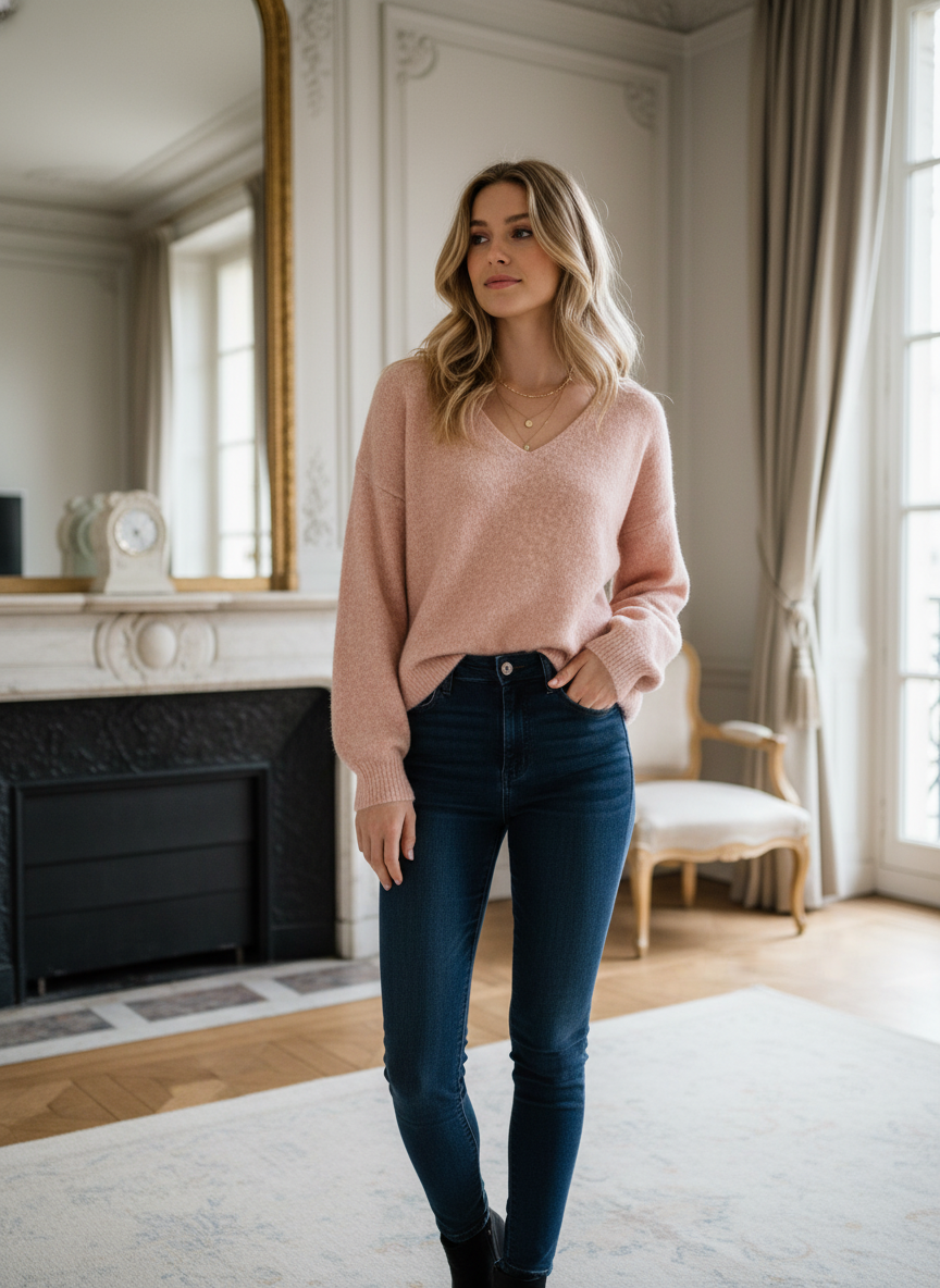 Blush V Neck Knit