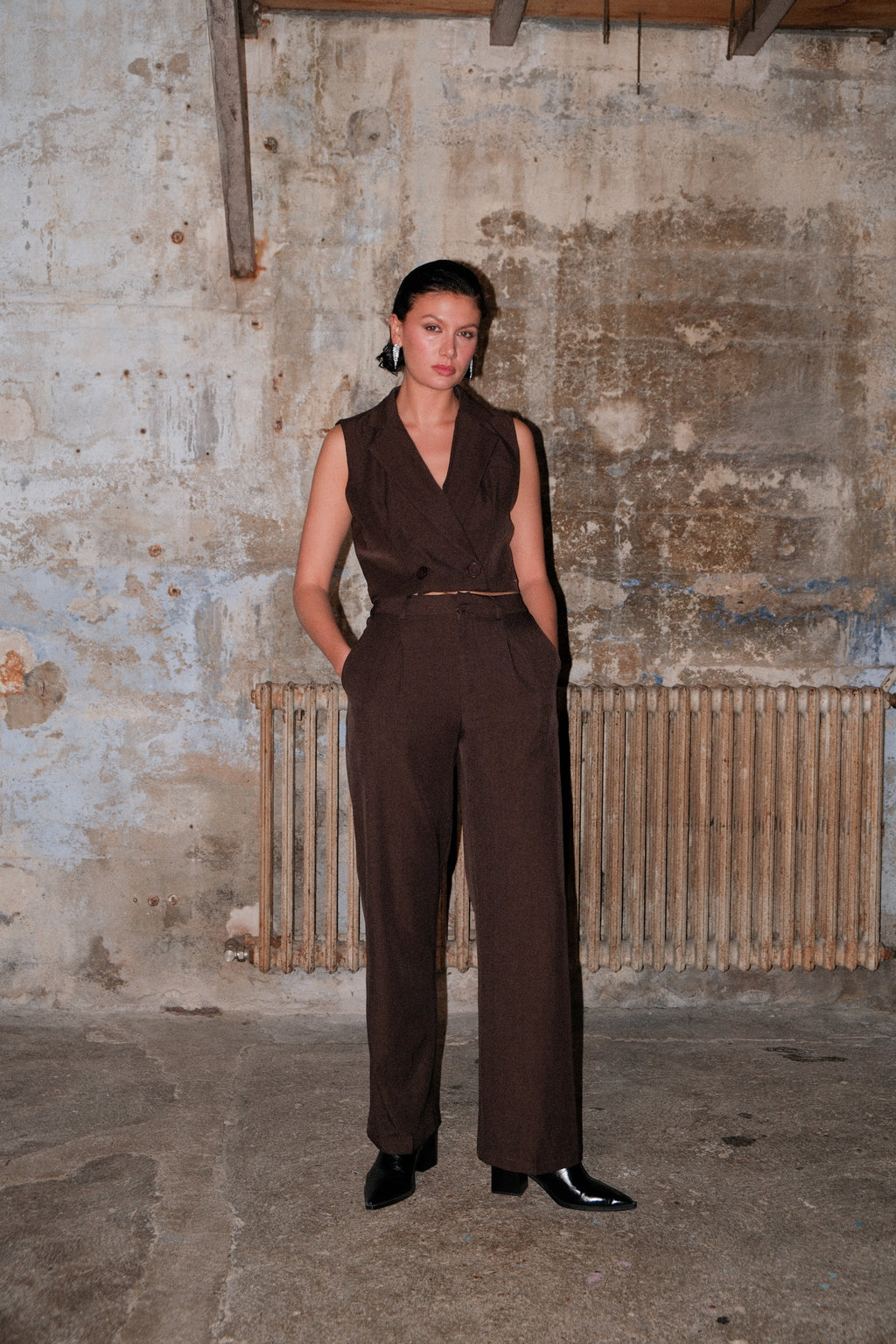 Brown Wide Leg Trousers