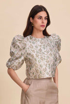 Jacquard Green Metallic Top