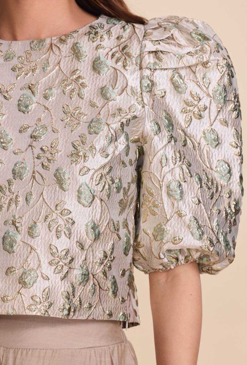 Jacquard Green Metallic Top