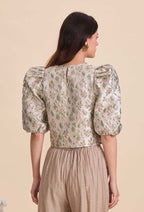 Jacquard Green Metallic Top
