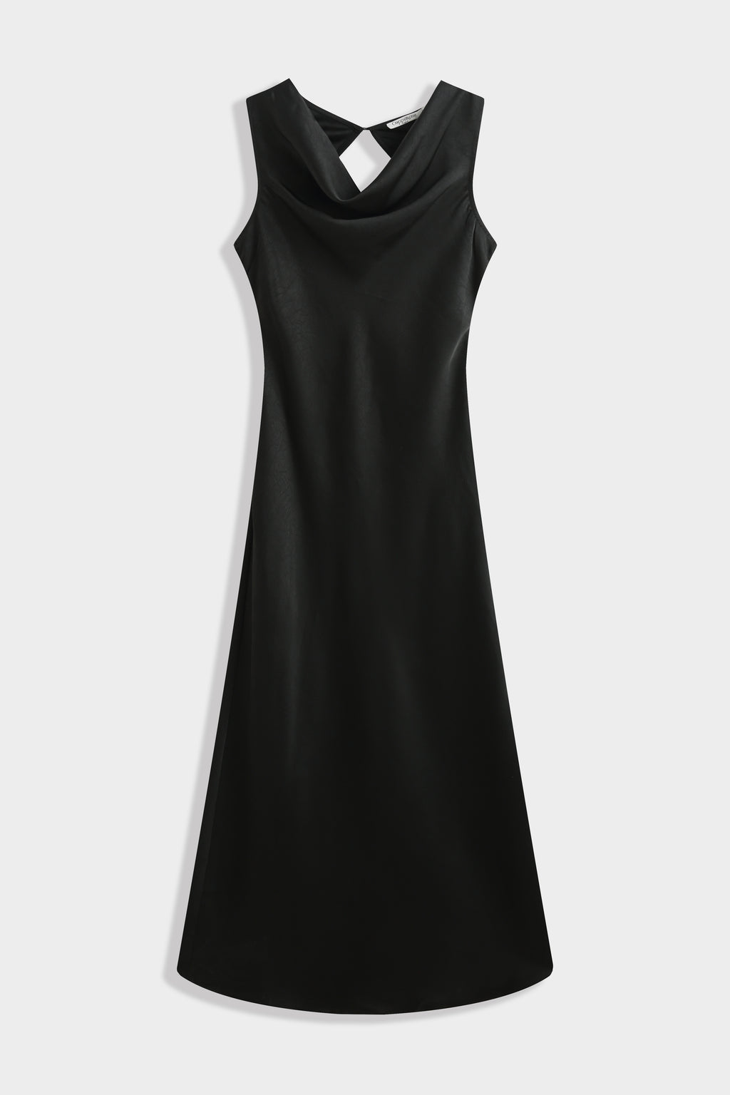 Black Satin Cowl Neck Dress