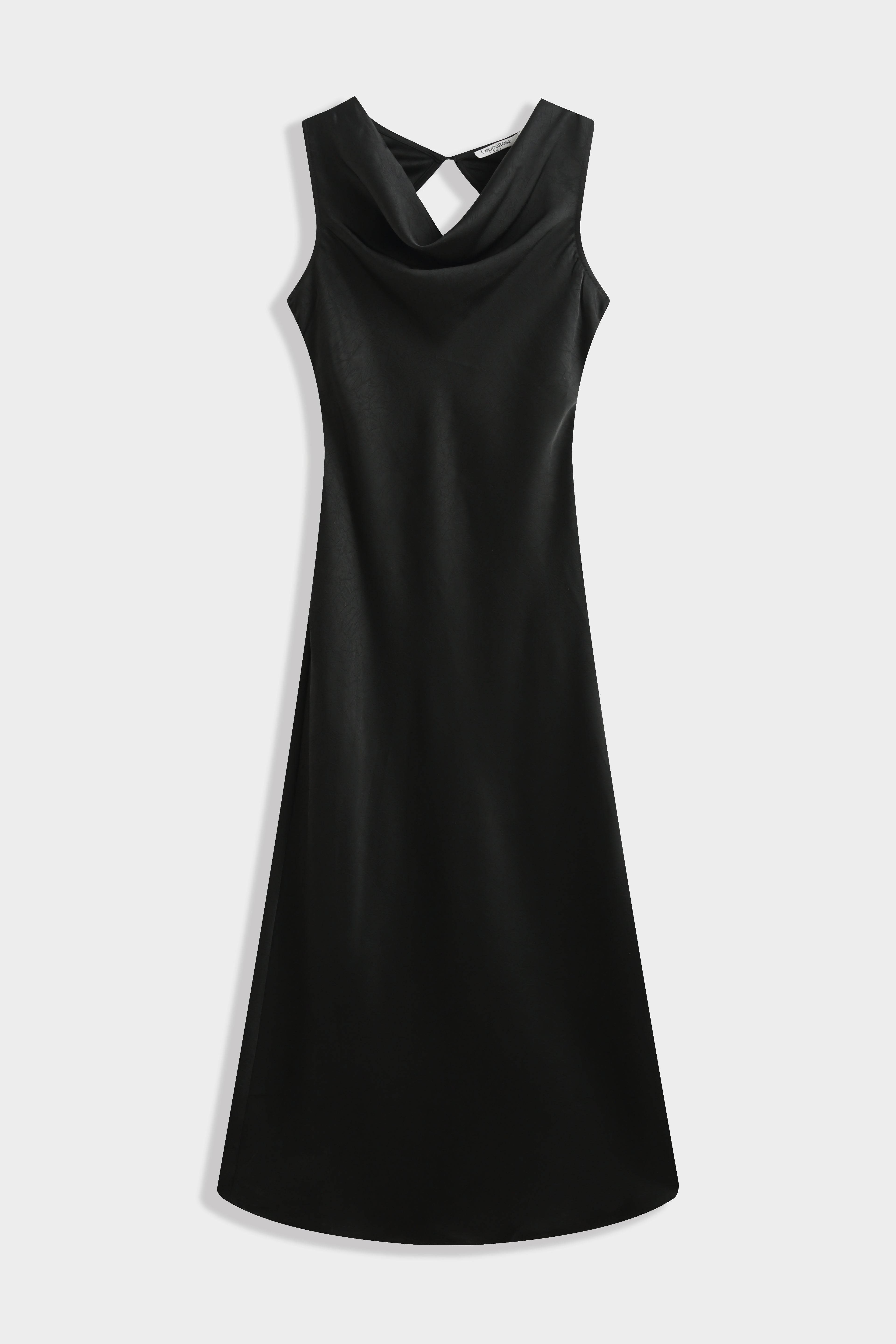 Black Satin Cowl Neck Dress