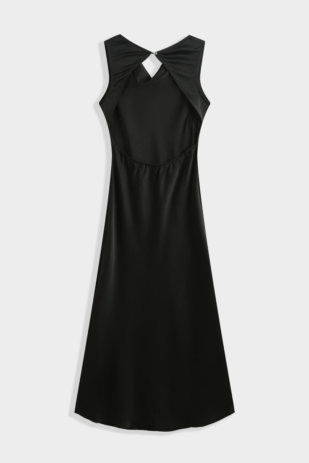 Black Satin Cowl Neck Dress