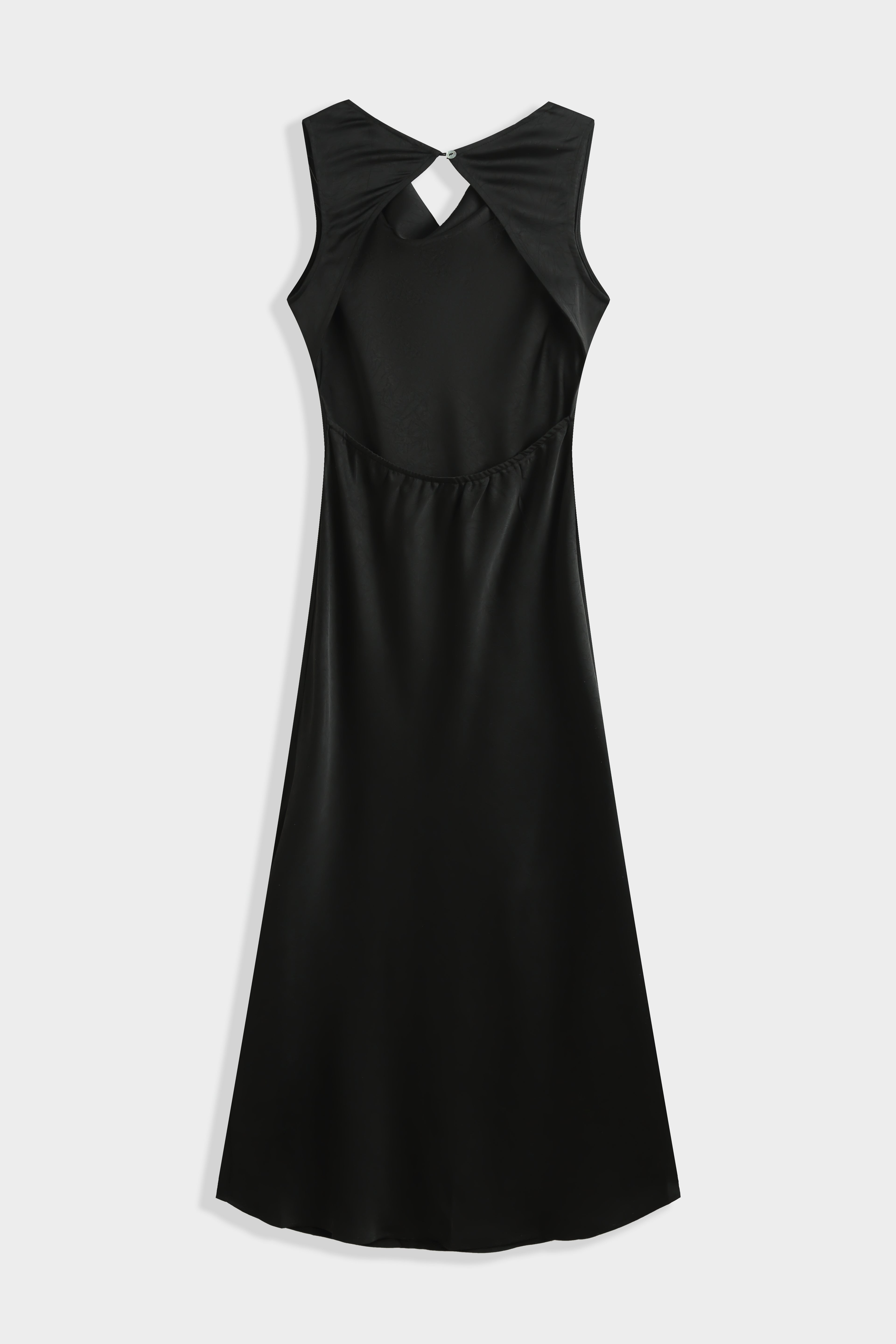 Black Satin Cowl Neck Dress
