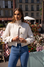 Ivory Sequin Cropped Jacket