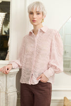 Pink Textured Sheer Blouse