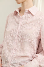 Pink Textured Sheer Blouse