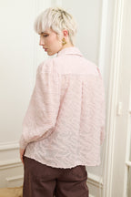 Pink Textured Sheer Blouse