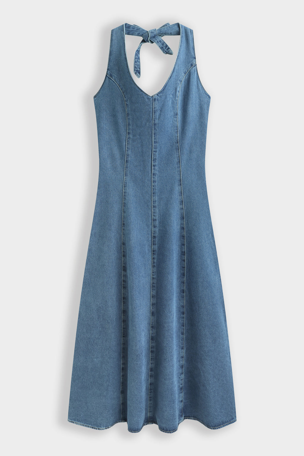 Denim Halter Neck A Line Dress