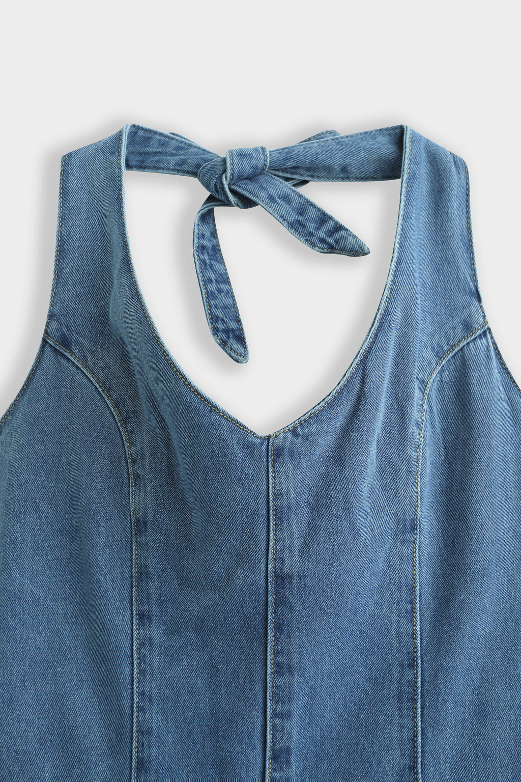 Denim Halter Neck A Line Dress
