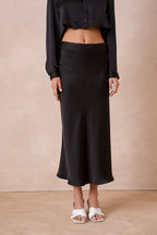 Black Midi Slip Skirt