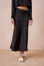 Black Midi Slip Skirt