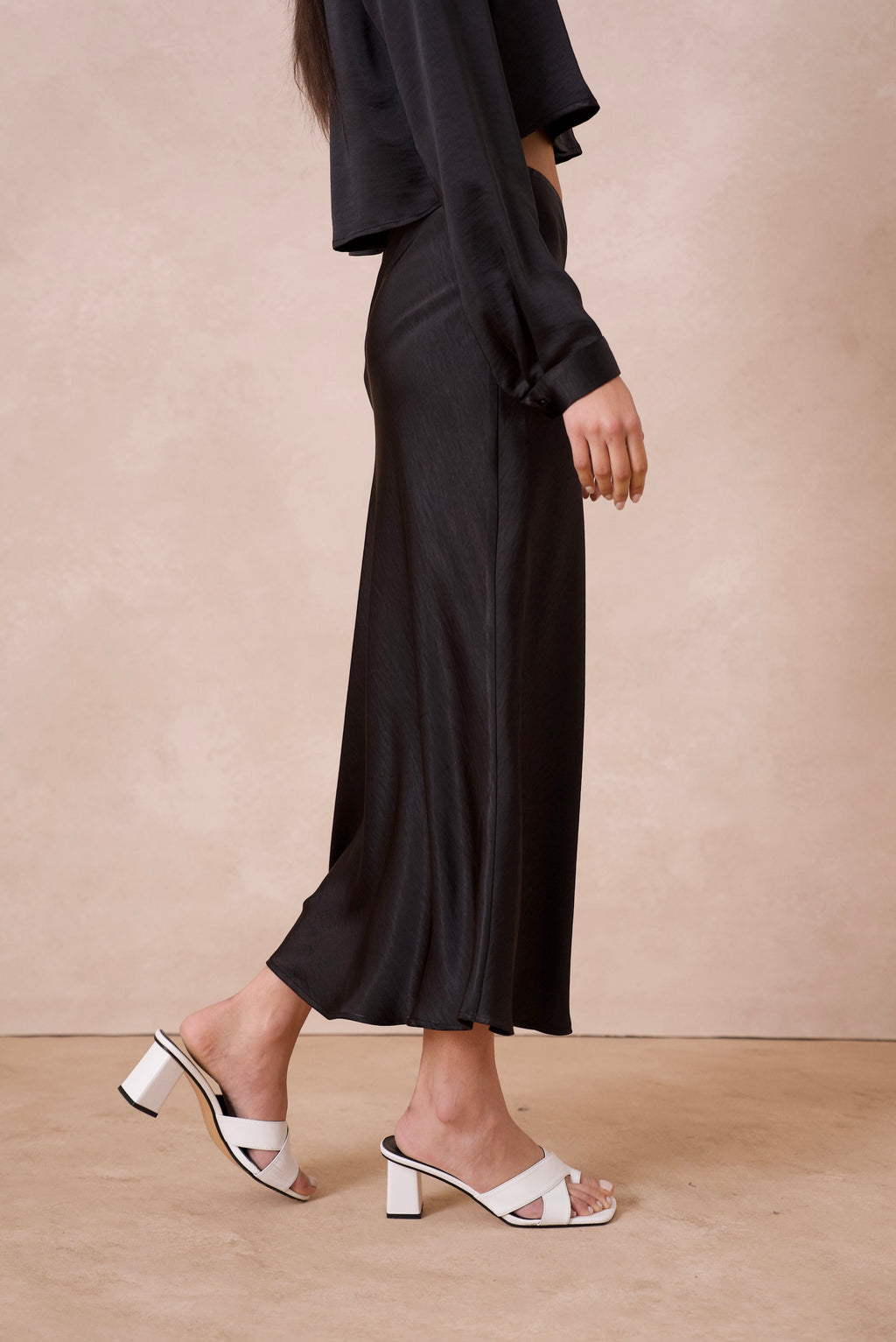 Black Midi Slip Skirt