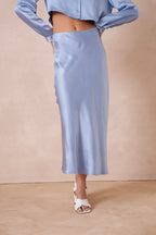 Blue Midi Slip Skirt