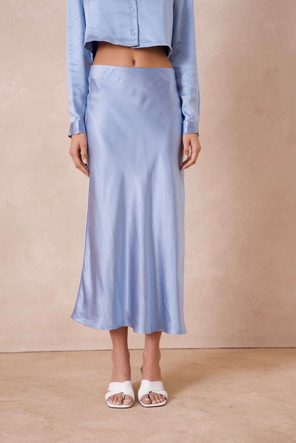 Blue Midi Slip Skirt