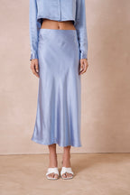Blue Midi Slip Skirt