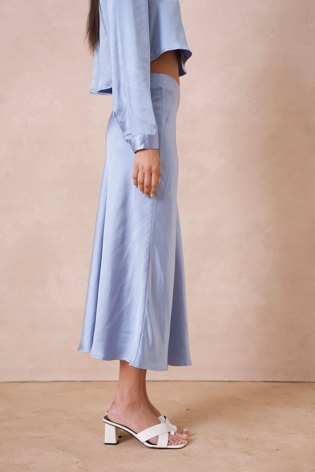 Blue Midi Slip Skirt