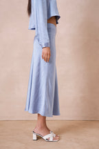 Blue Midi Slip Skirt