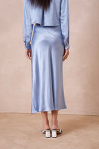 Blue Midi Slip Skirt