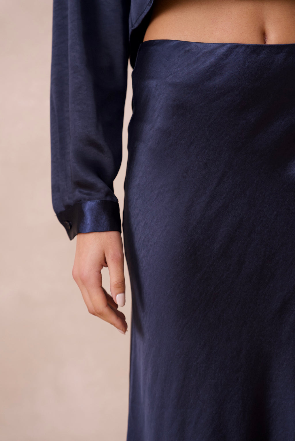 Navy Midi Slip Skirt